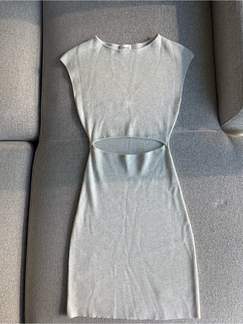 Aritzia Ribbed Cutout Midi Dress in Light Gray